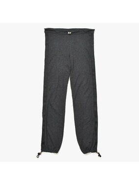 Chanel Pants Sweatpants Sports Line Side Cotton Gray Black Silver